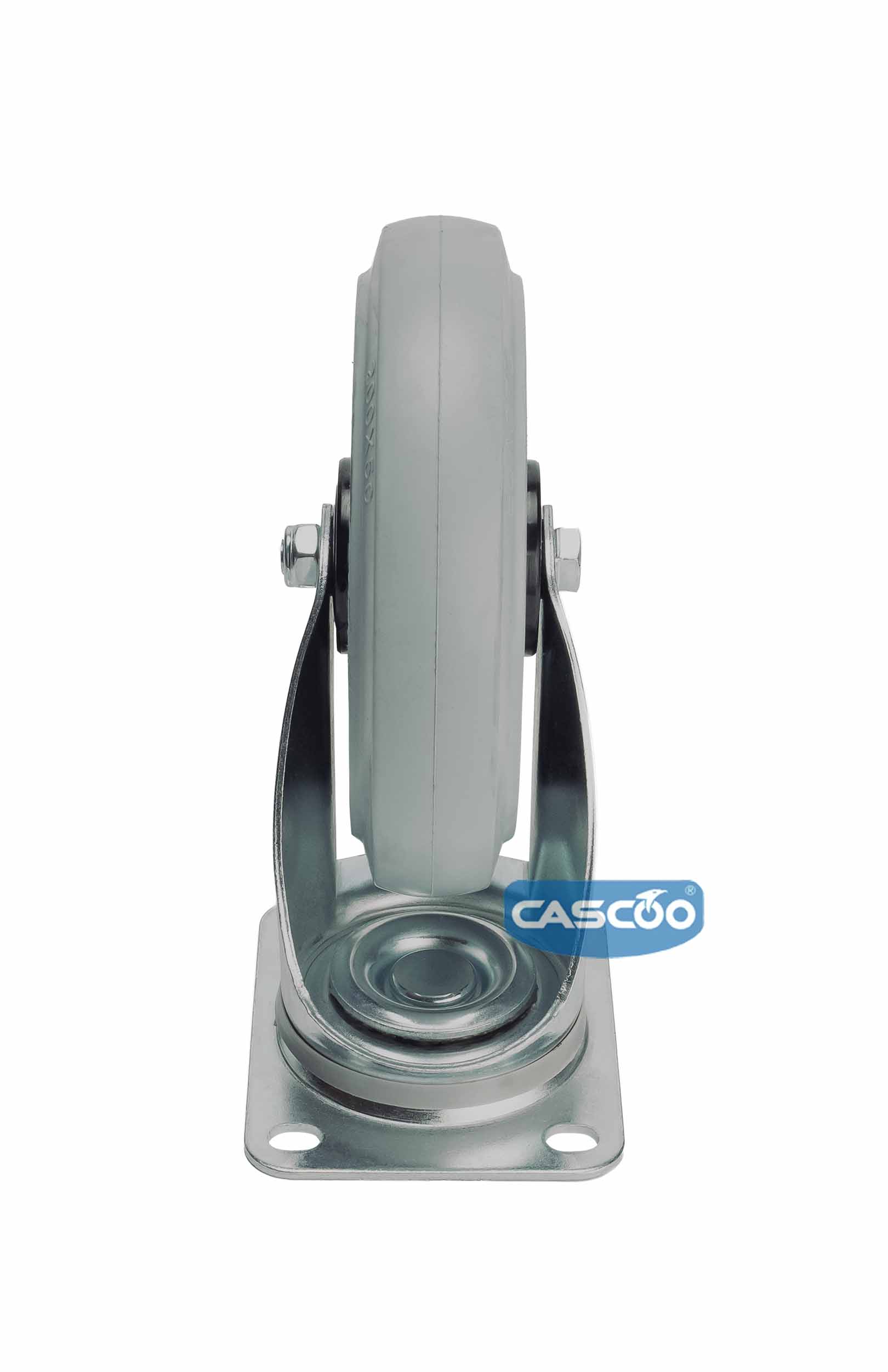 Колесо CASCOO поворотное (d=200мм, г/п=350кг), серая резина / полиамид, Германия