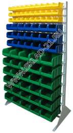 Стойка с пластиковыми ящиками B1-03-03-06 односторонняя 1150х2000