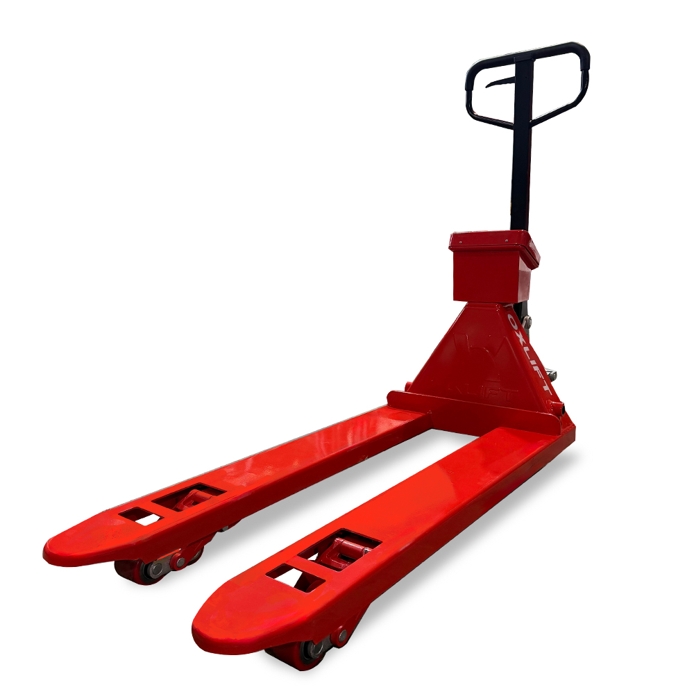 Ручная гидравлическая тележка с ВЕСАМИ OXLIFT OX25-VM 2500 кг