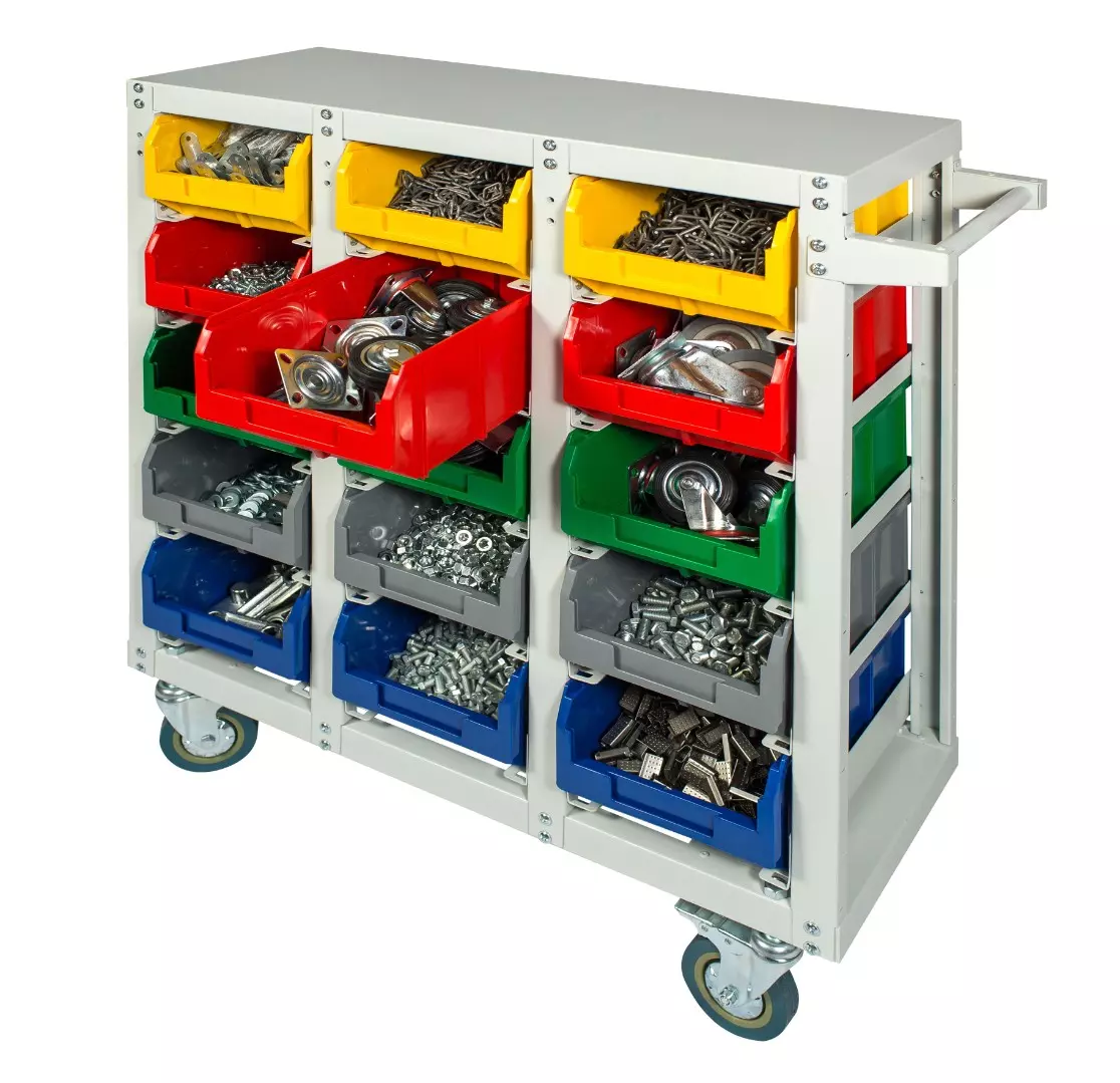 Стеллаж мобильный с ящиками V3 на 15 ячеек V3-15-100К