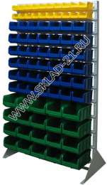 Стойка с пластиковыми ящиками B1-02-06-04 односторонняя 1150х2000