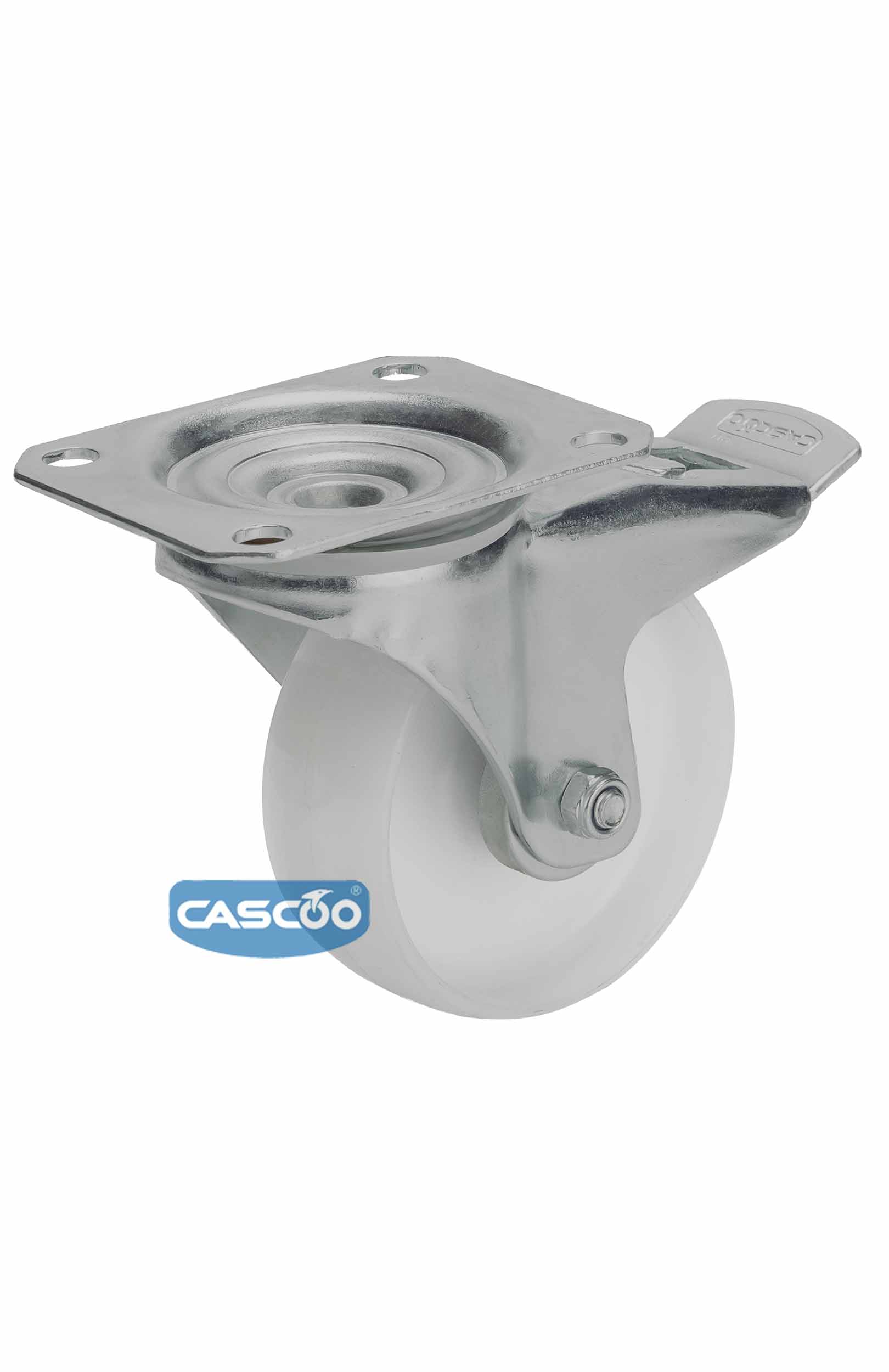 Колесо CASCOO поворотное с тормозом, (d=100мм, г/п=150кг) полиамид, Германия