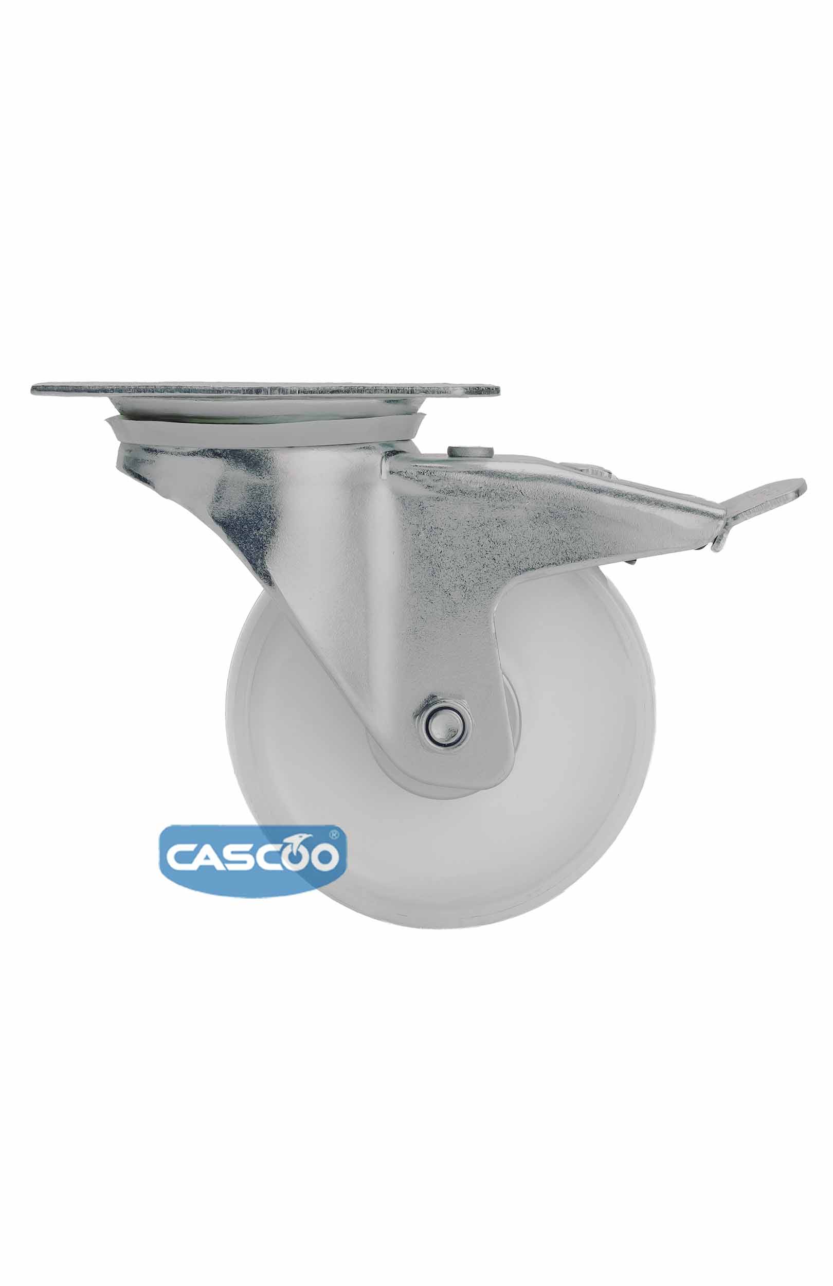 Колесо CASCOO поворотное с тормозом, (d=100мм, г/п=150кг) полиамид, Германия