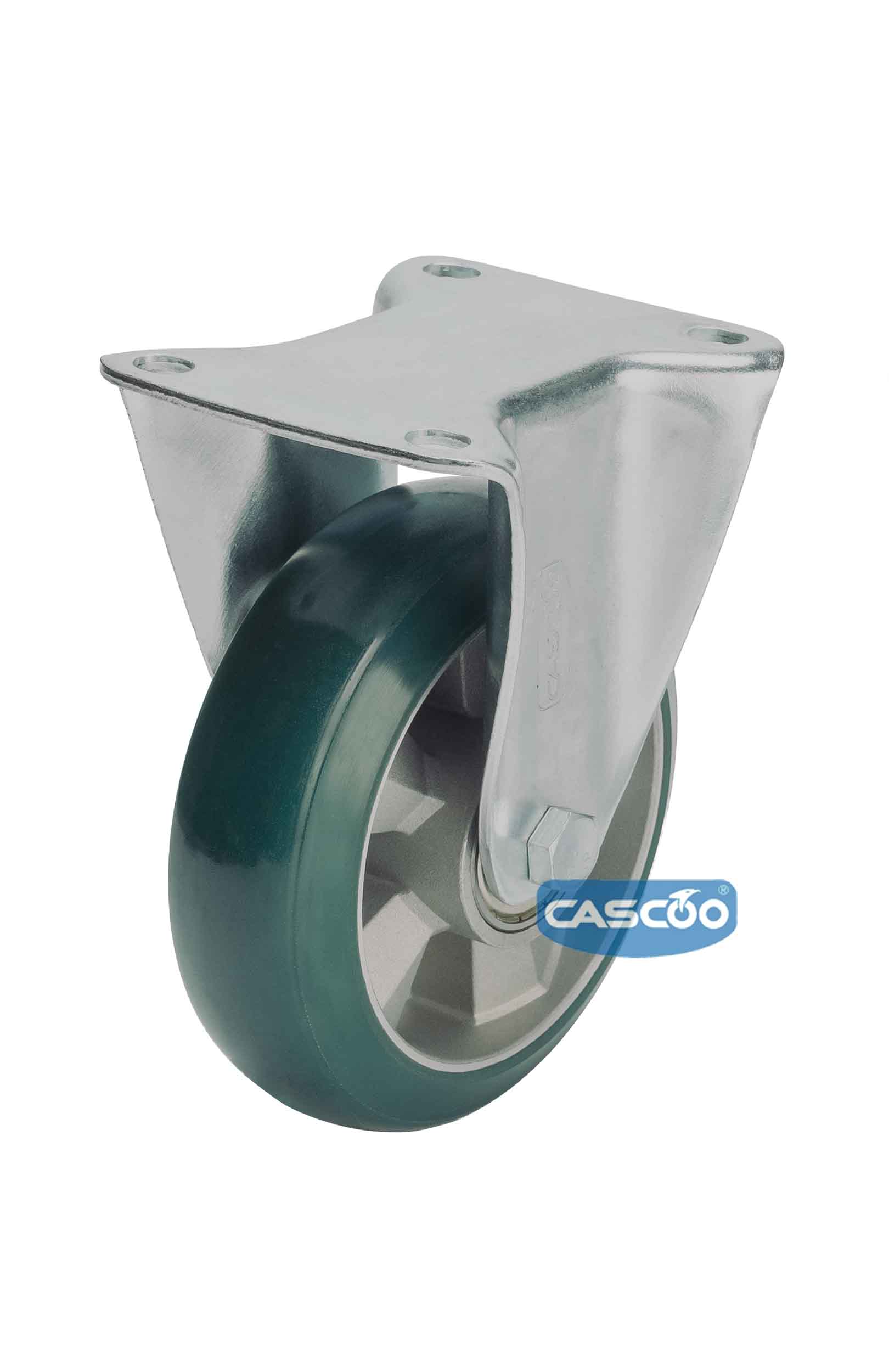 Колесо CASCOO фиксированное, (d=160мм, г/п=600кг) зеленый полиуретан/алюминий, Германия