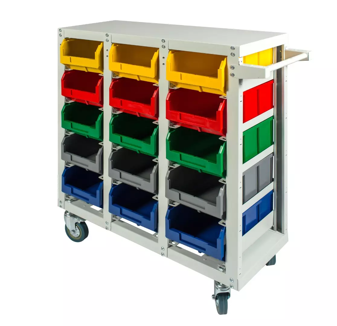 Стеллаж мобильный с ящиками V3 на 15 ячеек V3-15-100К