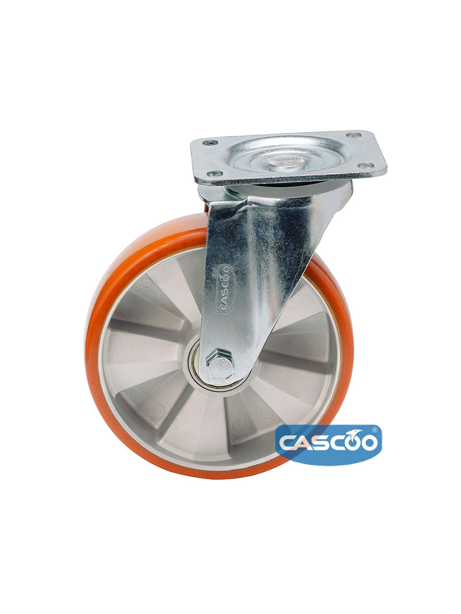 Колесо CASCOO поворотное, (d=200мм, г/п=700кг) полиуретан/алюминий, Германия