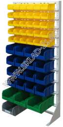 Стойка с пластиковыми ящиками А1-05-04-01 односторонняя 735х1500