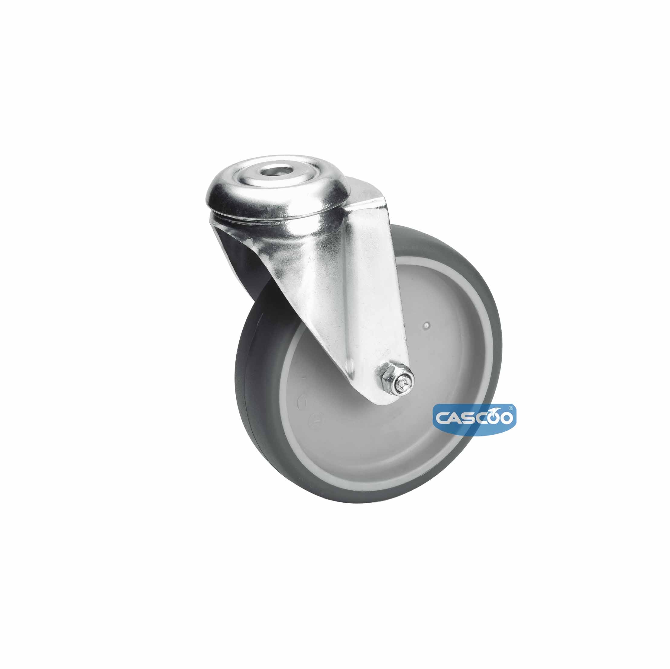 Колесо CASCOO поворотное, (d=125мм, г/п=100кг) термопластичная резина / полипропилен, Германия