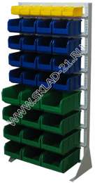 Стойка с пластиковыми ящиками А1-01-04-04 односторонняя 735х1500