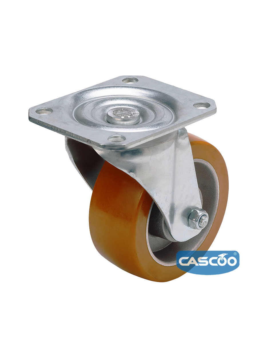 Колесо CASCOO поворотное, (d=125мм, г/п=300кг) полиуретан/алюминий, Германия