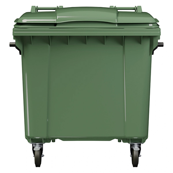 Передвижной мусорный контейнер 1100 л. с  крышкой без педали