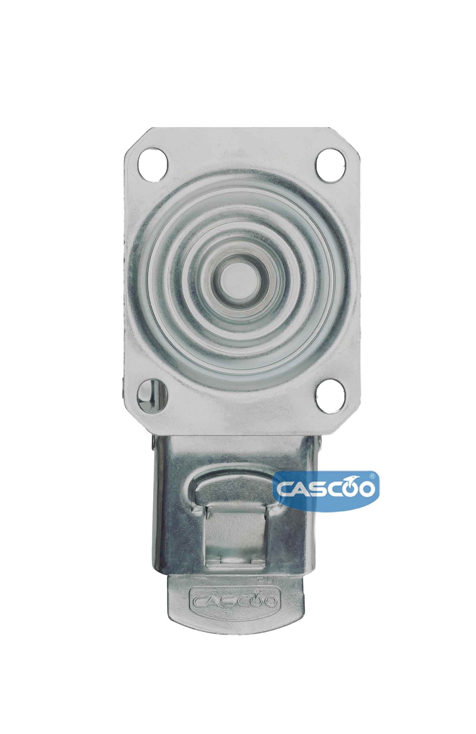 Колесо CASCOO поворотное с тормозом, (d=125мм, г/п=100кг) резина/сталь, Германия