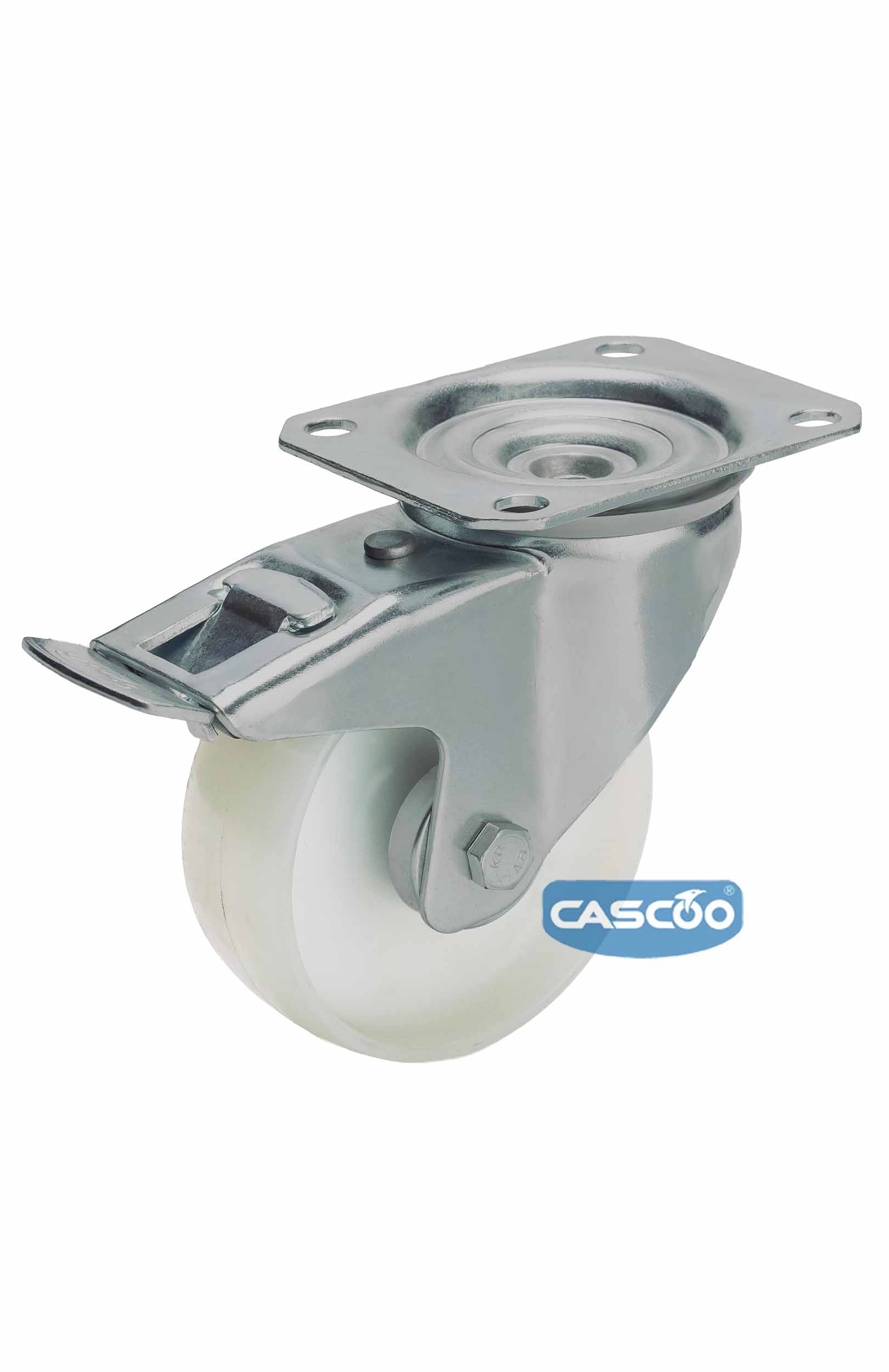 Колесо CASCOO поворотное с тормозом, (d=100мм, г/п=150кг) полиамид, Германия