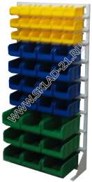 Стойка с пластиковыми ящиками А1-03-04-03 односторонняя 735х1500