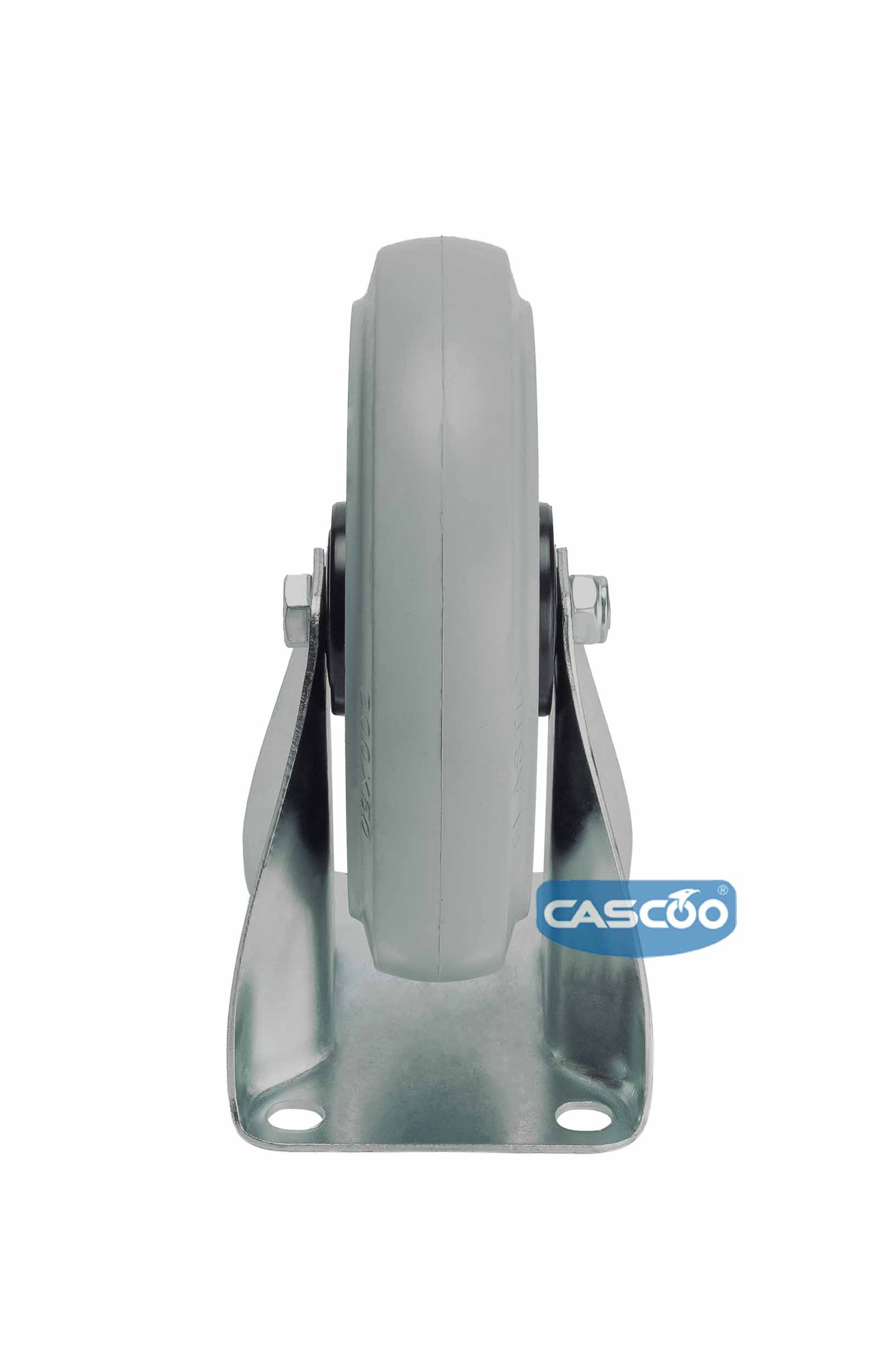 Колесо CASCOO фиксированное (d=200мм, г/п=350кг), серая резина / полиамид, Германия