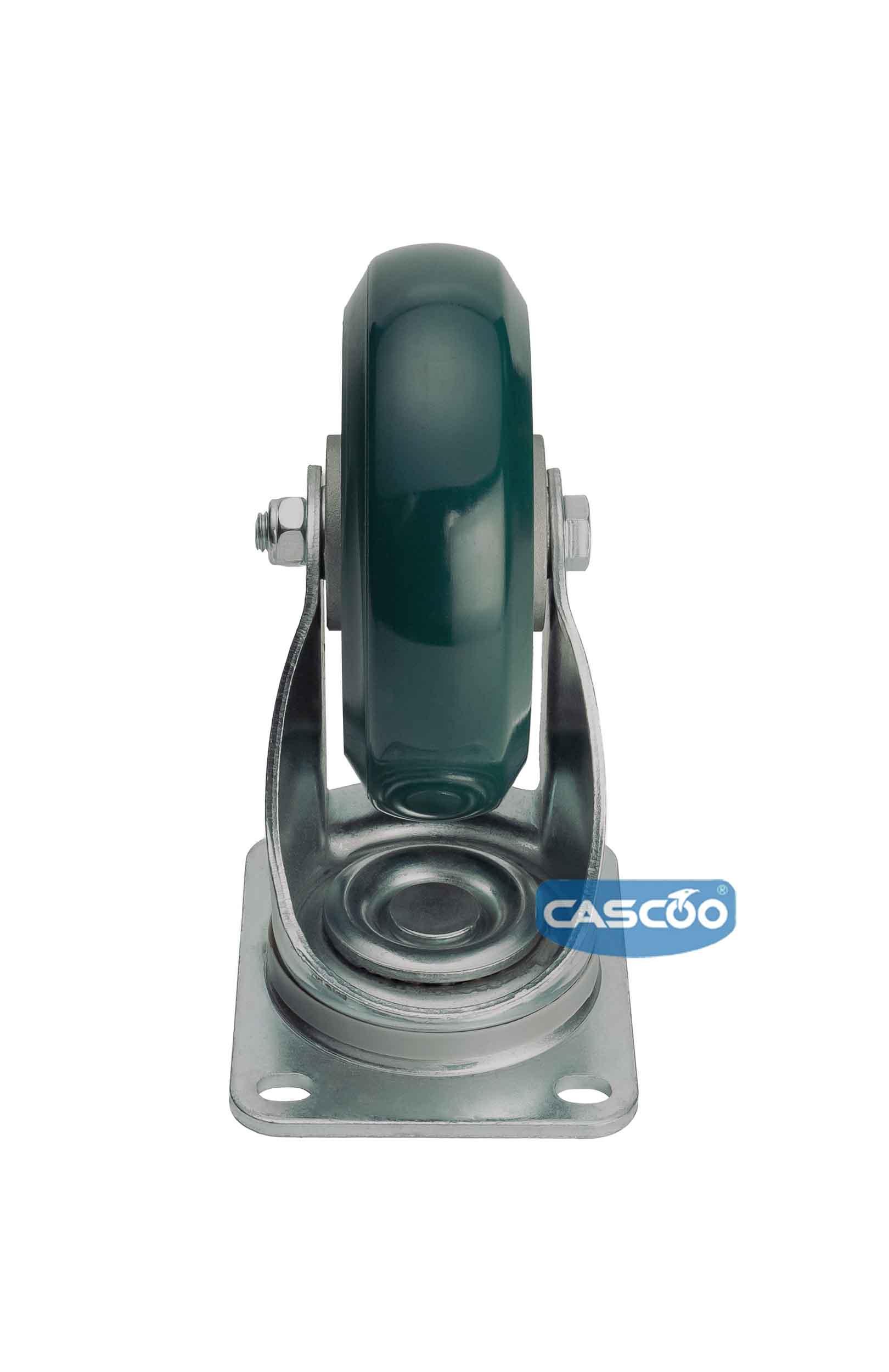 Колесо CASCOO поворотное, (d=160мм, г/п=600кг) зеленый полиуретан/алюминий, Германия