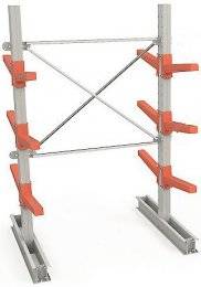 Односекционный двухсторонний консольный стеллаж с 3 уровнями консолей