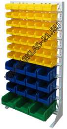 Стойка с пластиковыми ящиками А1-07-03-01 односторонняя 735х1500