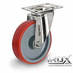 Колесо CASCOO поворотное из нержавейки (d=160мм, г/п=300кг), полиуретан / полиамид, Германия