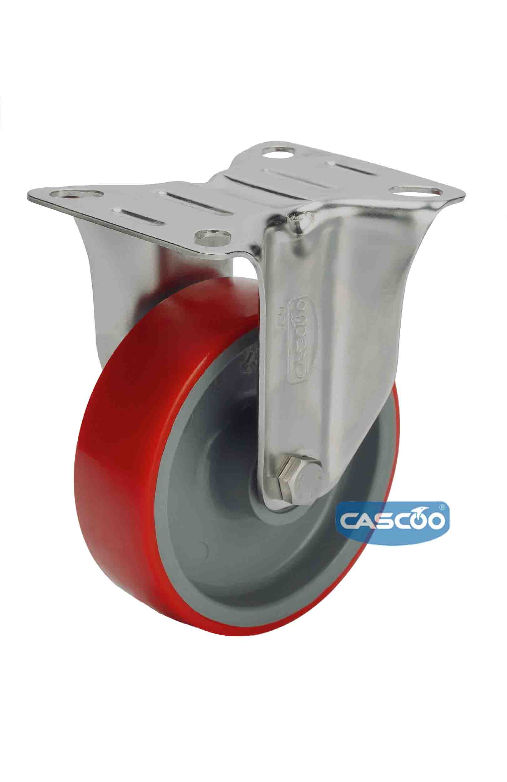 Колесо CASCOO фиксированное из нержавейки (d=100мм, г/п=150кг), полиуретан / полиамид, Германия