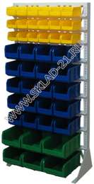 Стойка с пластиковыми ящиками А1-03-05-02 односторонняя 735х1500