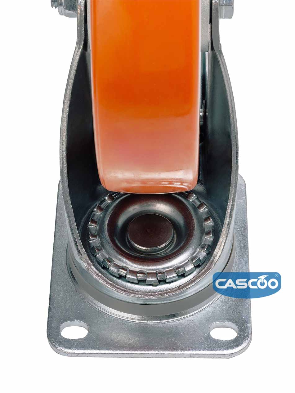 Колесо CASCOO поворотное с тормозом, (d=200мм, г/п=700кг) полиуретан/алюминий, Германия