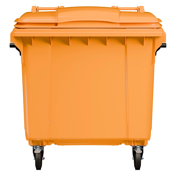 Мусорный контейнер 1100 литров, оранжевый цвет