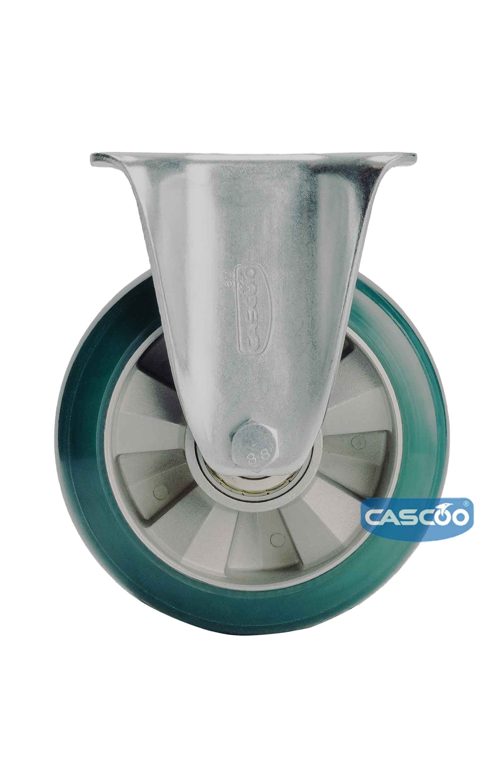Колесо CASCOO фиксированное, (d=160мм, г/п=600кг) зеленый полиуретан/алюминий, Германия
