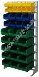 Стойка с пластиковыми ящиками А1-02-05-05 односторонняя 735х1500