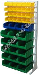 Стойка с пластиковыми ящиками А1-04-01-05 односторонняя 735х1500