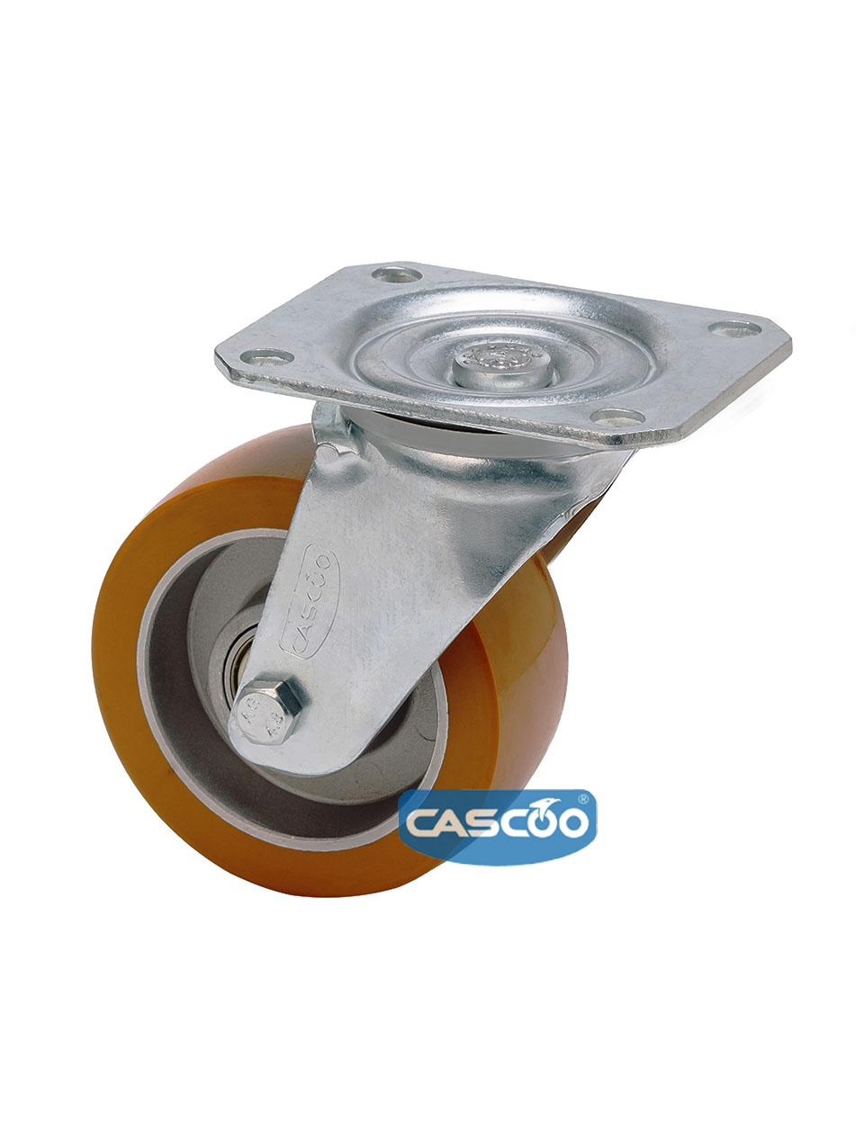 Колесо CASCOO поворотное, (d=125мм, г/п=300кг) полиуретан/алюминий, Германия