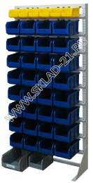 Стойка с пластиковыми ящиками А1-01-08-00 односторонняя 735х1500