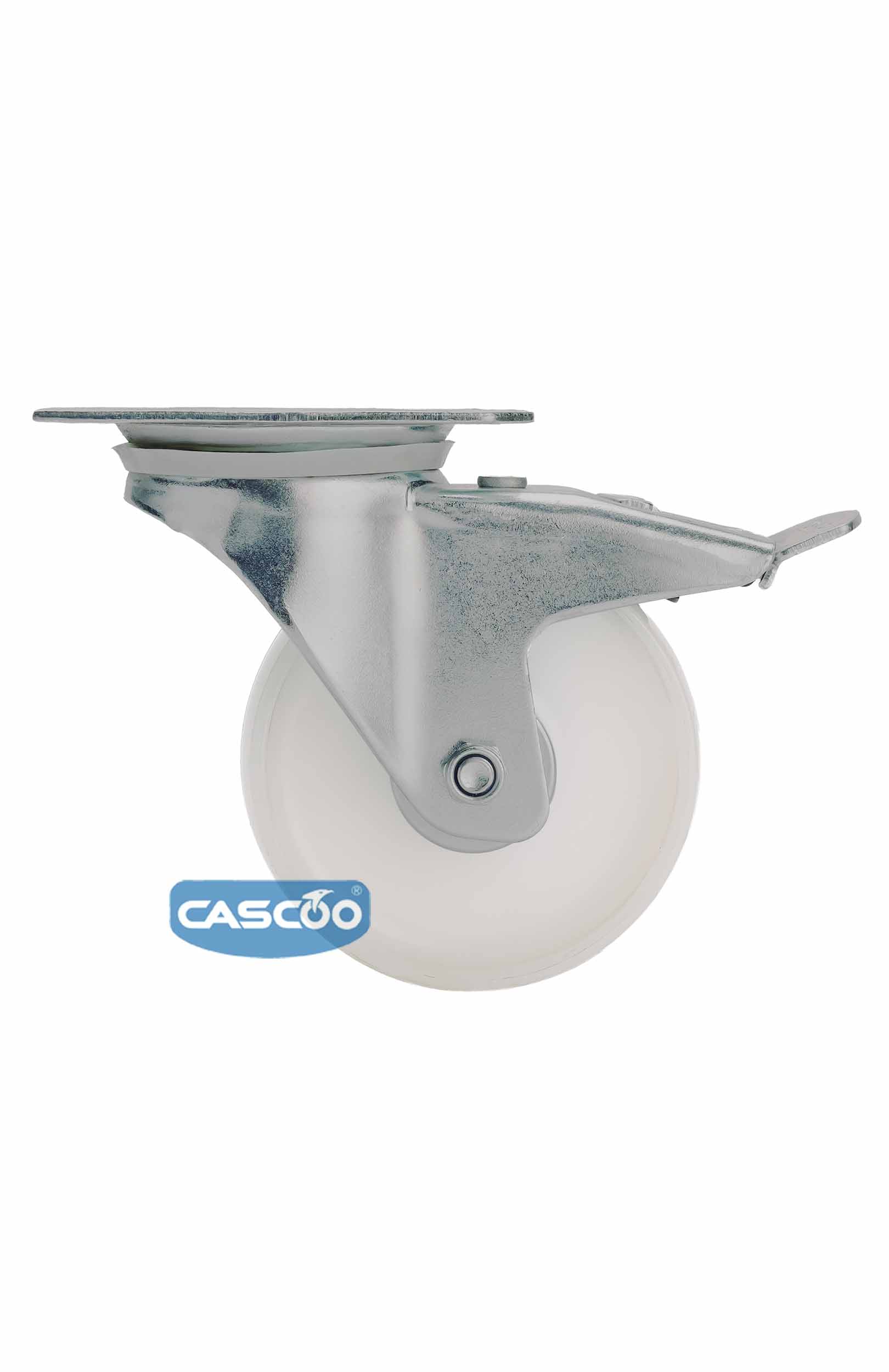 Колесо CASCOO поворотное с тормозом, (d=100мм, г/п=150кг) полиамид, Германия