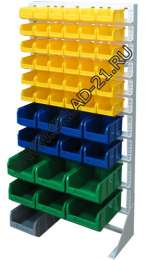 Стойка с пластиковыми ящиками А1-06-02-02 односторонняя 735х1500