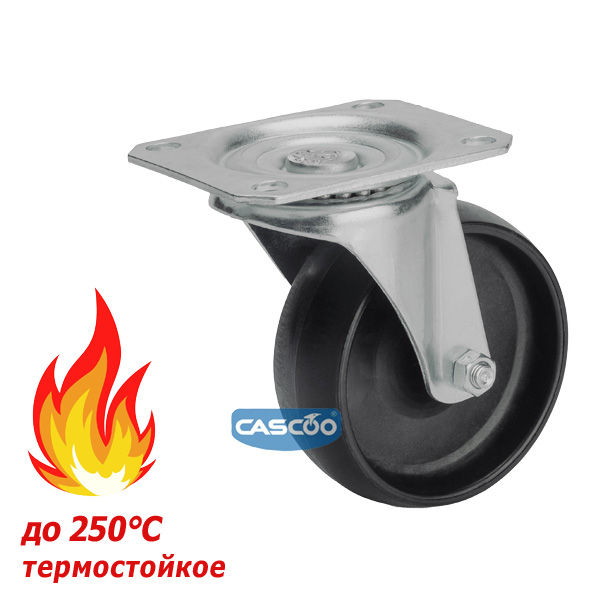 Колесо CASCOO термостойкое поворотное (d=100мм, г/п=100кг), полиамид со стекловолокном, Германия