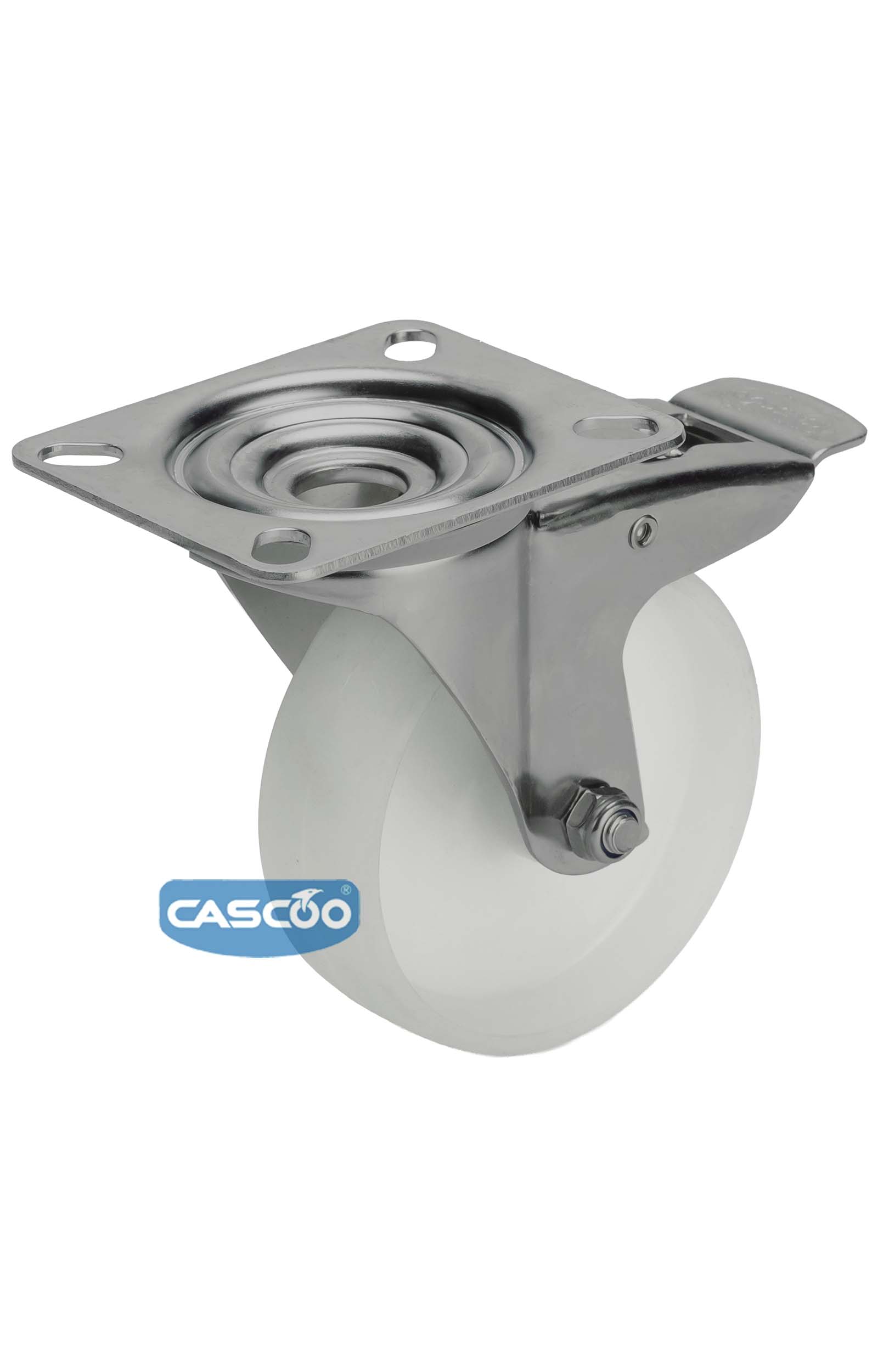 Колесо CASCOO поворотное с тормозом, (d=125мм, г/п=200кг) полиамид, Германия