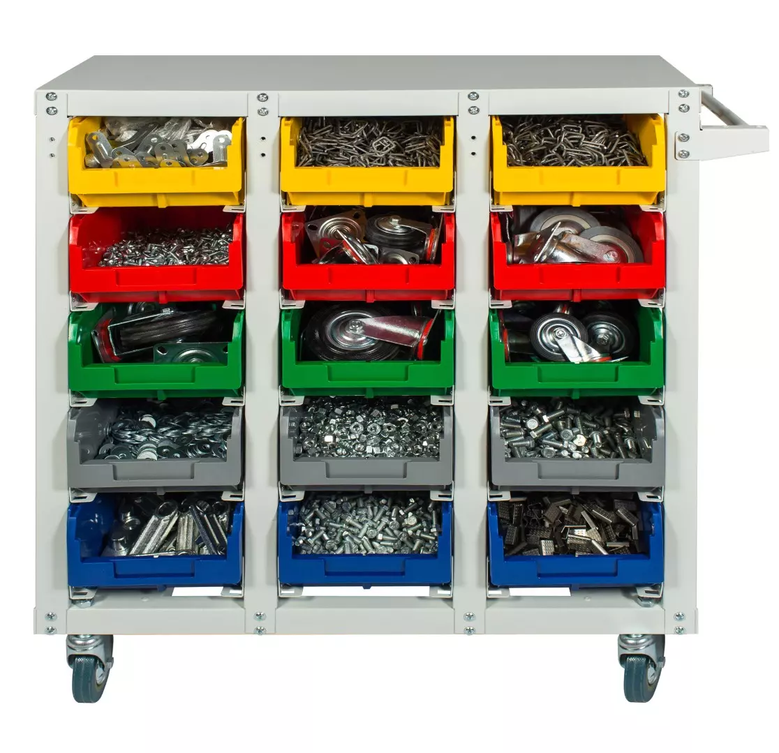 Стеллаж мобильный с ящиками V3 на 15 ячеек V3-15-100К