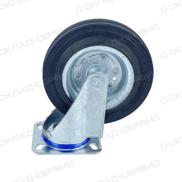 Колесо KAMA K-3302-SLS-200 поворотное, (d=200мм, г/п=205кг) резина/сталь, Турция