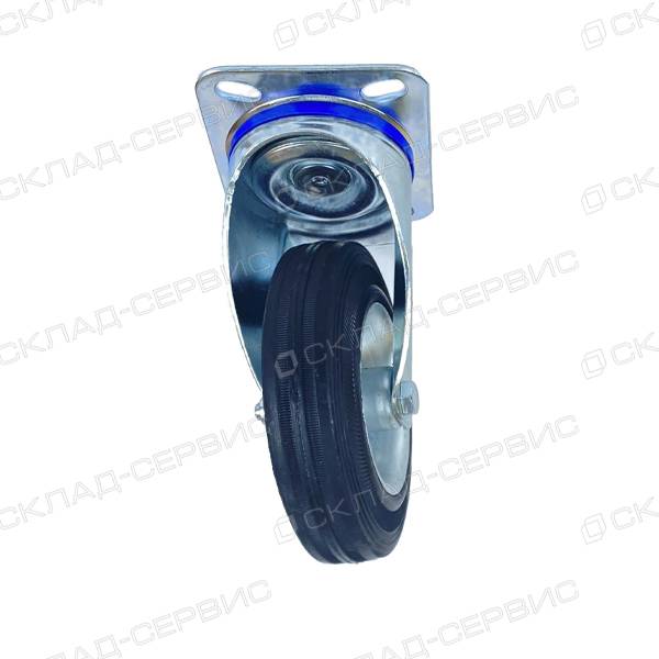 Колесо KAMA K-3302-SLS-200-F18 поворотное с тормозом, (d=200мм, г/п=205кг) резина/сталь, Турция