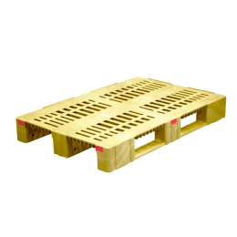 Паллет 1200х800х150 перфорированный усиленный (версия 2), на 3-х полозьях желтый