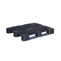 Паллет 1200х1000х160 перфорированный на 3-х полозьях с бортиком 7 мм черный