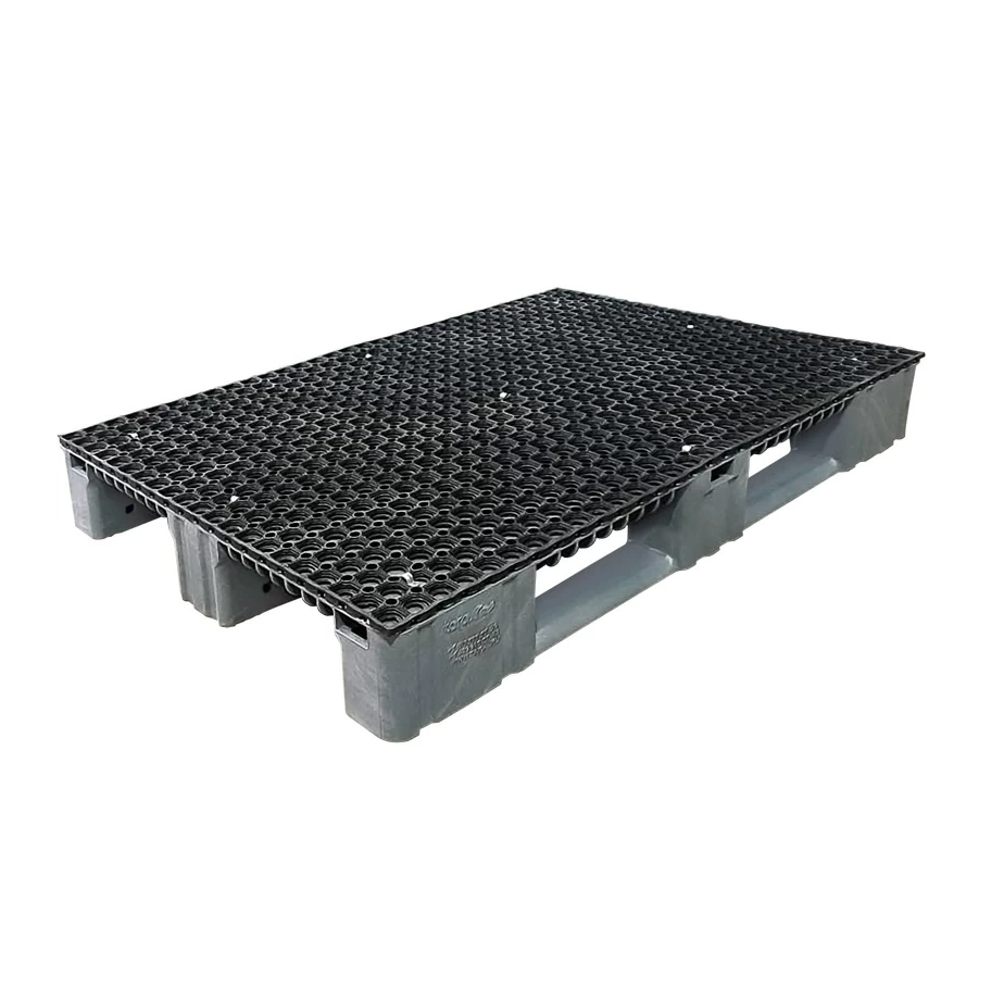 Паллет 1200х800х150 сплошной, на 3 полозьях, с резиновым покрытием