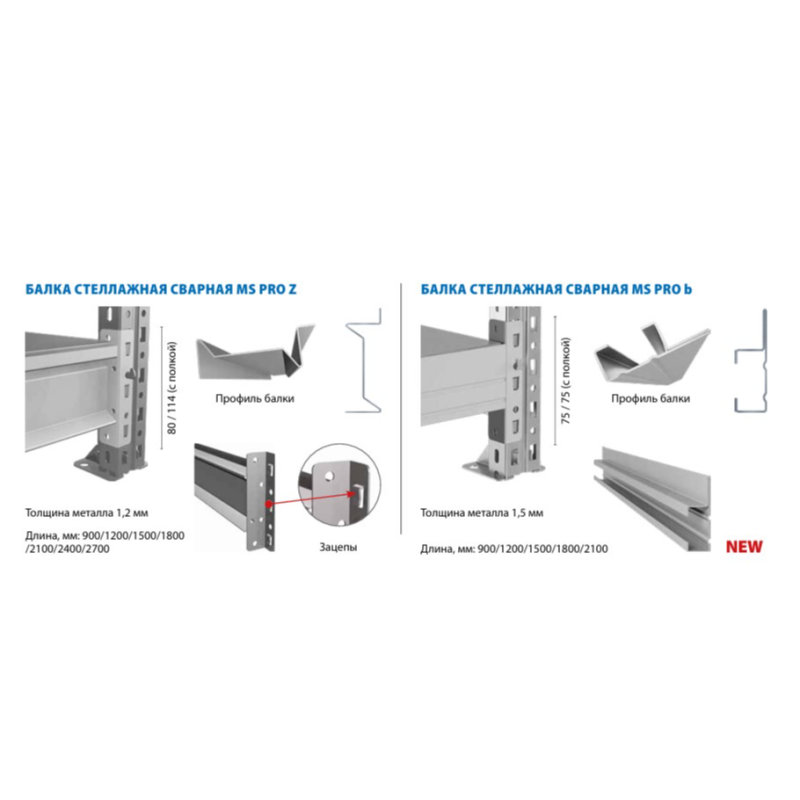 Полочный стеллаж MS Pro b 2100х600х2000h 3 яруса