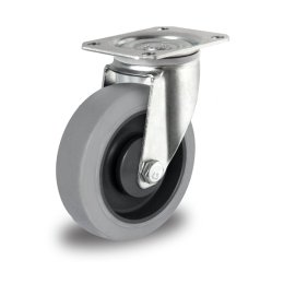 Колесо CASCOO поворотное (d=125мм, г/п=250кг), серая резина / полиамид, Германия