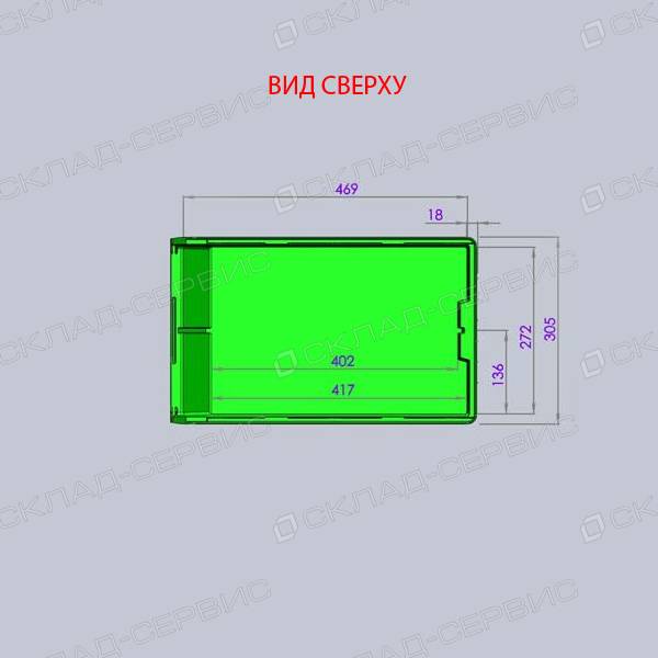 Ящик пластиковый красный 305х502х186 V4