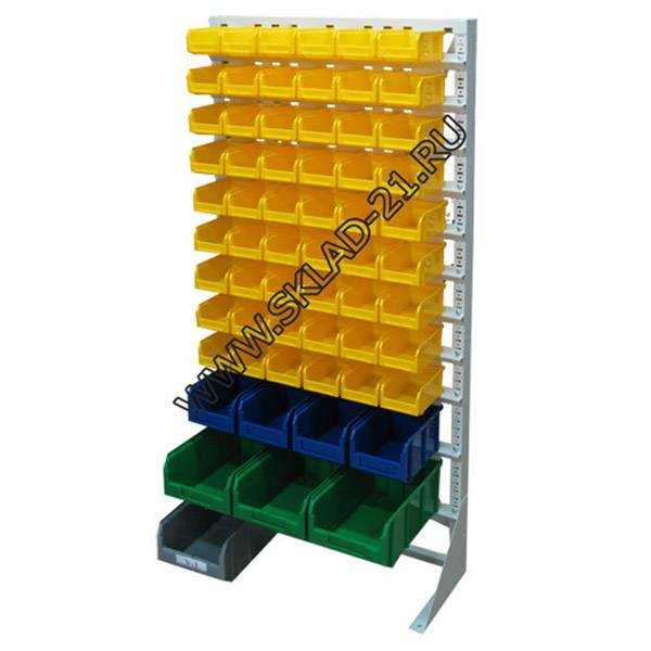 Стойка с пластиковыми ящиками А1-09-01-01 односторонняя 735х1500