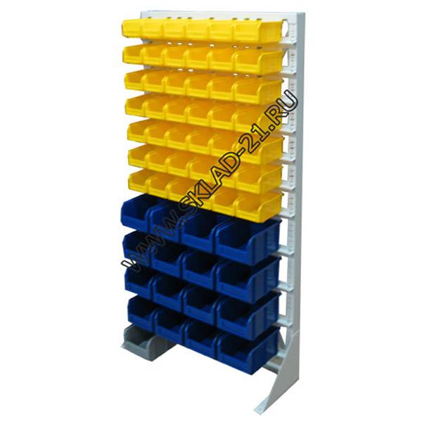 Стойка с пластиковыми ящиками А1-07-04-00 односторонняя 735х1500