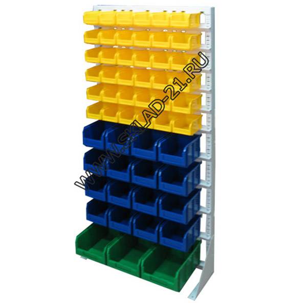 Стойка с пластиковыми ящиками А1-06-04-01 односторонняя 735х1500