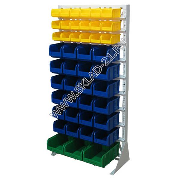 Стойка с пластиковыми ящиками А1-03-06-01 односторонняя 735х1500