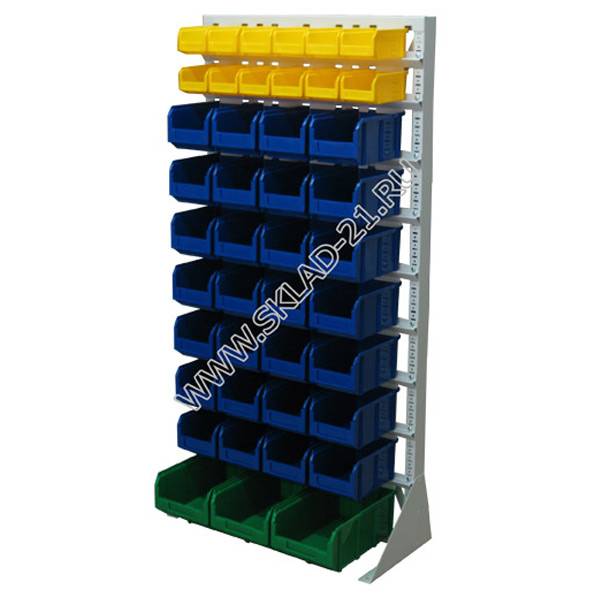Стойка с пластиковыми ящиками А1-02-07-01 односторонняя 735х1500